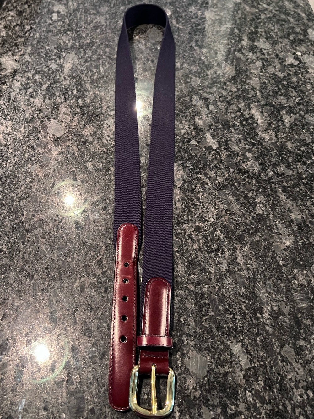 Men's Canterbury Navy Fabric Belt with Leather Accents - Classic Everyday